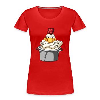 Chicken rooster poultry - Women's Premium Organic T-Shirt - red - Front - Mia (176cm)