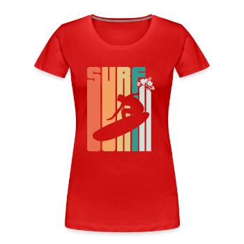 Surf vintage plage de surf surfers cadeau rétro - T-shirt bio Premium Femme - rouge - Devant - Mia (176cm)