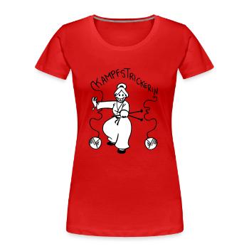 Kampfstrickerin - Frauen Premium Bio T-Shirt - Rot - Vorne - Mia (176cm)