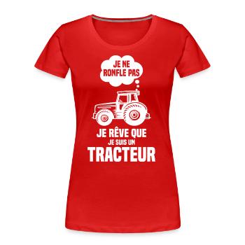Homme Qui Ronfle Drôle Cadeau Agriculteur Tracteur - T-shirt bio Premium Femme - rouge - Devant - Mia (176cm)