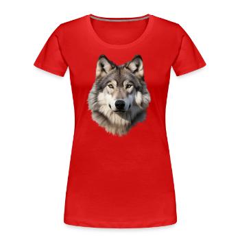 Loup (blanc/gris) - T-shirt bio Premium Femme - rouge - Devant - Mia (176cm)