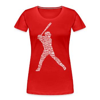 Baseball Baseballer Typografie Baseballspieler - Frauen Premium Bio T-Shirt - Rot - Vorne - Mia (176cm)