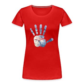 Hand Wolken - Frauen Premium Bio T-Shirt - Rot - Vorne - Mia (176cm)