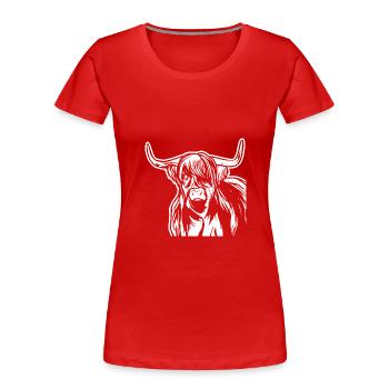 Boeuf Great Highland Cattle - T-shirt bio Premium Femme - rouge - Devant - Mia (176cm)