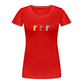 Fusil de chasse rétro skeet tireur de pigeons d'argile - T-shirt bio Premium Femme - rouge - Devant - Mia (176cm)