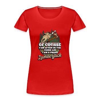 Motorsäge Förster Holzfäller - Frauen Premium Bio T-Shirt - Rot - Vorne - Mia (176cm)
