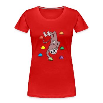 Singe sur le mur d'escalade - escalade - cadeau - T-shirt bio Premium Femme - rouge - Devant - Mia (176cm)
