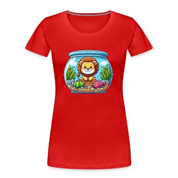 Lion dans l’aquarium : poissons sous-marins - T-shirt bio Premium Femme - rouge - Devant - Mia (176cm)