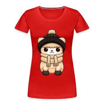 Alpaga Animal bébé bande dessinée - T-shirt bio Premium Femme - rouge - Devant - Mia (176cm)