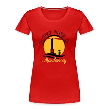 Vitamin See Norderney Leuchtturm - Frauen Premium Bio T-Shirt - Rot - Vorne - Mia (176cm)