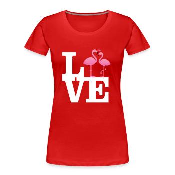 Love Flamingo Couple with heart - Frauen Premium Bio T-Shirt - Rot - Vorne - Mia (176cm)
