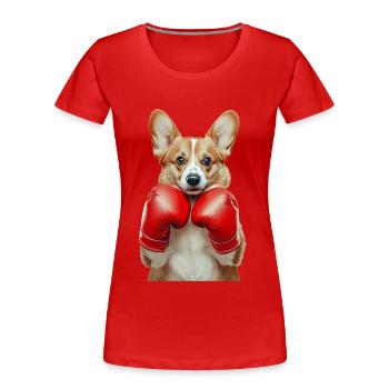 Corgi - Frauen Premium Bio T-Shirt - Rot - Vorne - Mia (176cm)