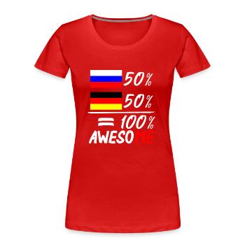 50% Russisch 50% Deutsch - Frauen Premium Bio T-Shirt - Rot - Vorne - Mia (176cm)