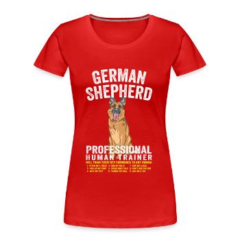 German Shepherd Professional Human Trainer - T-shirt bio Premium Femme - rouge - Devant - Mia (176cm)