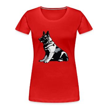 Sitting German Shepherd - Pet Sticker - Women's Premium Organic T-Shirt - red - Front - Mia (176cm)