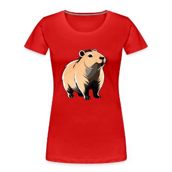 Capybara - Cute Animal Sticker - Women's Premium Organic T-Shirt - red - Front - Mia (176cm)