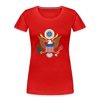 USA coat of arms - Frauen Premium Bio T-Shirt - Rot - Vorne - Mia (176cm)