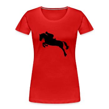Springreiten Pferd - Frauen Premium Bio T-Shirt - Rot - Vorne - Mia (176cm)