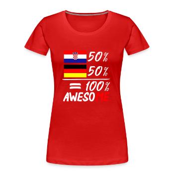 50% Kroatisch 50% Deutsch - Frauen Premium Bio T-Shirt - Rot - Vorne - Mia (176cm)