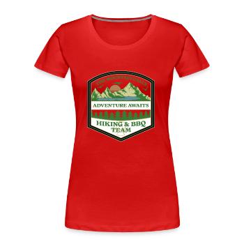 Hiking - BBQ - Adventure - Gift - Women's Premium Organic T-Shirt - red - Front - Mia (176cm)