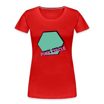 Hexagone vintage avec texte - T-shirt bio Premium Femme - rouge - Devant - Mia (176cm)