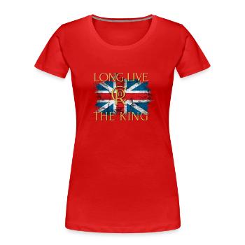 Britischer König Krönung Charles England Flagge - Frauen Premium Bio T-Shirt - Rot - Vorne - Mia (176cm)