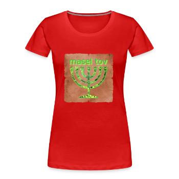 masel tov e 35 - Frauen Premium Bio T-Shirt - Rot - Vorne - Mia (176cm)