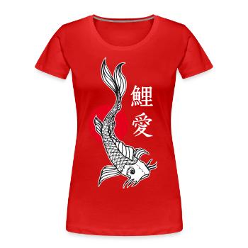 Koi Illustration Red Dot Japanese Font - Women's Premium Organic T-Shirt - red - Front - Mia (176cm)