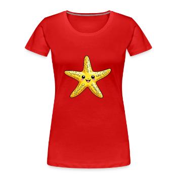Étoile de mer jaune riante - T-shirt bio Premium Femme - rouge - Devant - Mia (176cm)