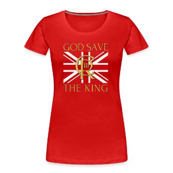 Britischer König Krönung Charles England Flagge - Frauen Premium Bio T-Shirt - Rot - Vorne - Mia (176cm)