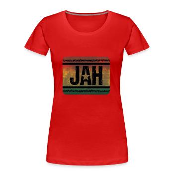 Jah Reggae - Frauen Premium Bio T-Shirt - Rot - Vorne - Mia (176cm)