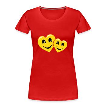 Herzende Herzen - Frauen Premium Bio T-Shirt - Rot - Vorne - Mia (176cm)