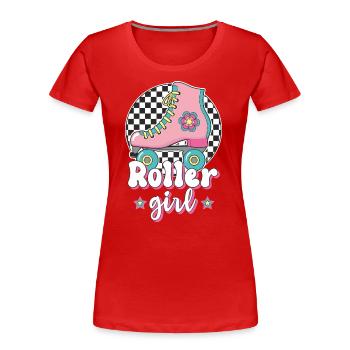 Roller Girl Rollschuh Rollschuhläuferin Geschenk - Frauen Premium Bio T-Shirt - Rot - Vorne - Mia (176cm)