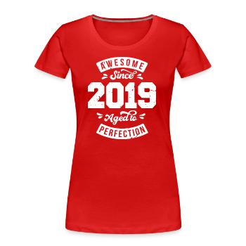 Millésime 2019 anniversaire - rétro 2019 - T-shirt bio Premium Femme - rouge - Devant - Mia (176cm)