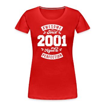 Vintage 2001 birthday - retro 2001 - Women's Premium Organic T-Shirt - red - Front - Mia (176cm)