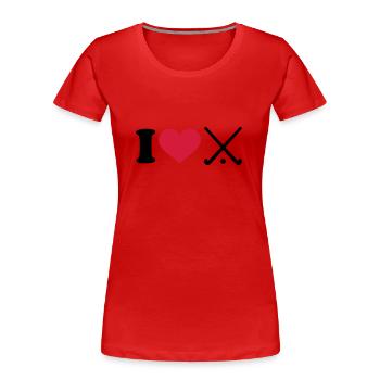 Hockey - Frauen Premium Bio T-Shirt - Rot - Vorne - Mia (176cm)
