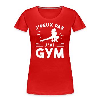 Gymnastik-Geschenk Ich kann nicht ins Fitnessstudio - Frauen Premium Bio T-Shirt - Rot - Vorne - Mia (176cm)