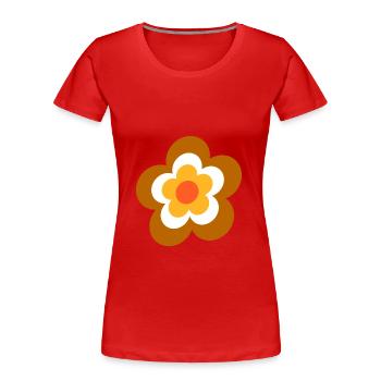 70er Jahre Blume Muster Retro - Frauen Premium Bio T-Shirt - Rot - Vorne - Mia (176cm)