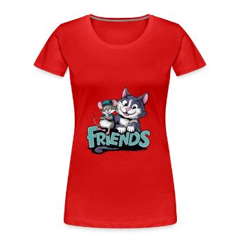 Freundschaft Katze und Maus Freunde für immer - Frauen Premium Bio T-Shirt - Rot - Vorne - Mia (176cm)