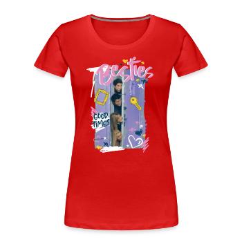 Friends Lila Tür Beste Freunde - Frauen Premium Bio T-Shirt - Rot - Vorne - Mia (176cm)