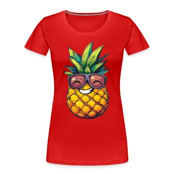 Ananas frais avec lunettes de soleil - T-shirt bio Premium Femme - rouge - Devant - Mia (176cm)