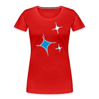 Astérisque. Trois étoiles colorées, dessinées à la main. - T-shirt bio Premium Femme - rouge - Devant - Mia (176cm)