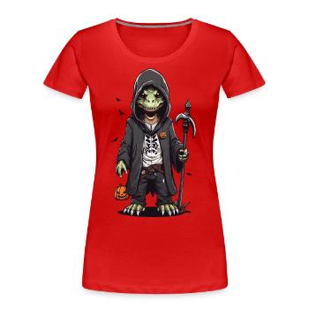 Effrayant drôle Grim Reaper Dinosaure Halloween - T-shirt bio Premium Femme - rouge - Devant - Mia (176cm)
