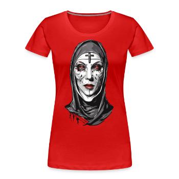 Creepy Vampire Nun Halloween Design - Women's Premium Organic T-Shirt - red - Front - Mia (176cm)