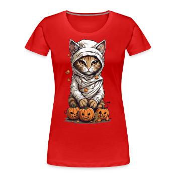 Mignon Momies Chat Halloween Chats Design - T-shirt bio Premium Femme - rouge - Devant - Mia (176cm)