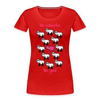 be different - be colourful - Frauen Premium Bio T-Shirt - Rot - Vorne - Mia (176cm)