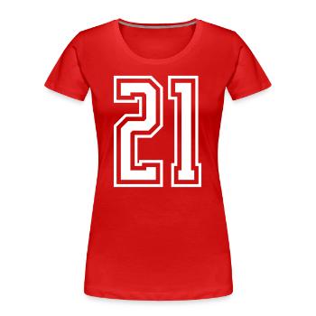 21 Numéro de numéro - T-shirt bio Premium Femme - rouge - Devant - Mia (176cm)