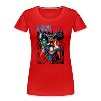Justice League Comic Cover - Frauen Premium Bio T-Shirt - Rot - Vorne - Mia (176cm)