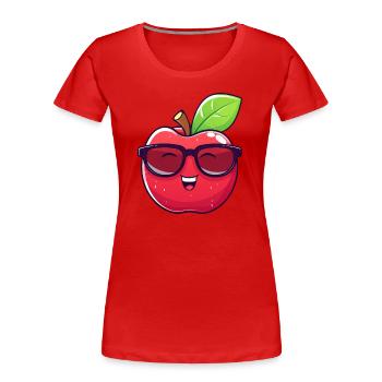 Cooler Kawaii Apfel mit Sonnenbrille Nerdiges - Frauen Premium Bio T-Shirt - Rot - Vorne - Mia (176cm)