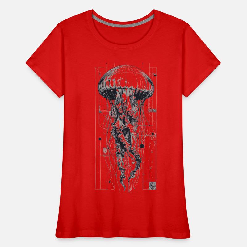 Méduses Technok Noires et Blanches T-shirt bio Premium Femme